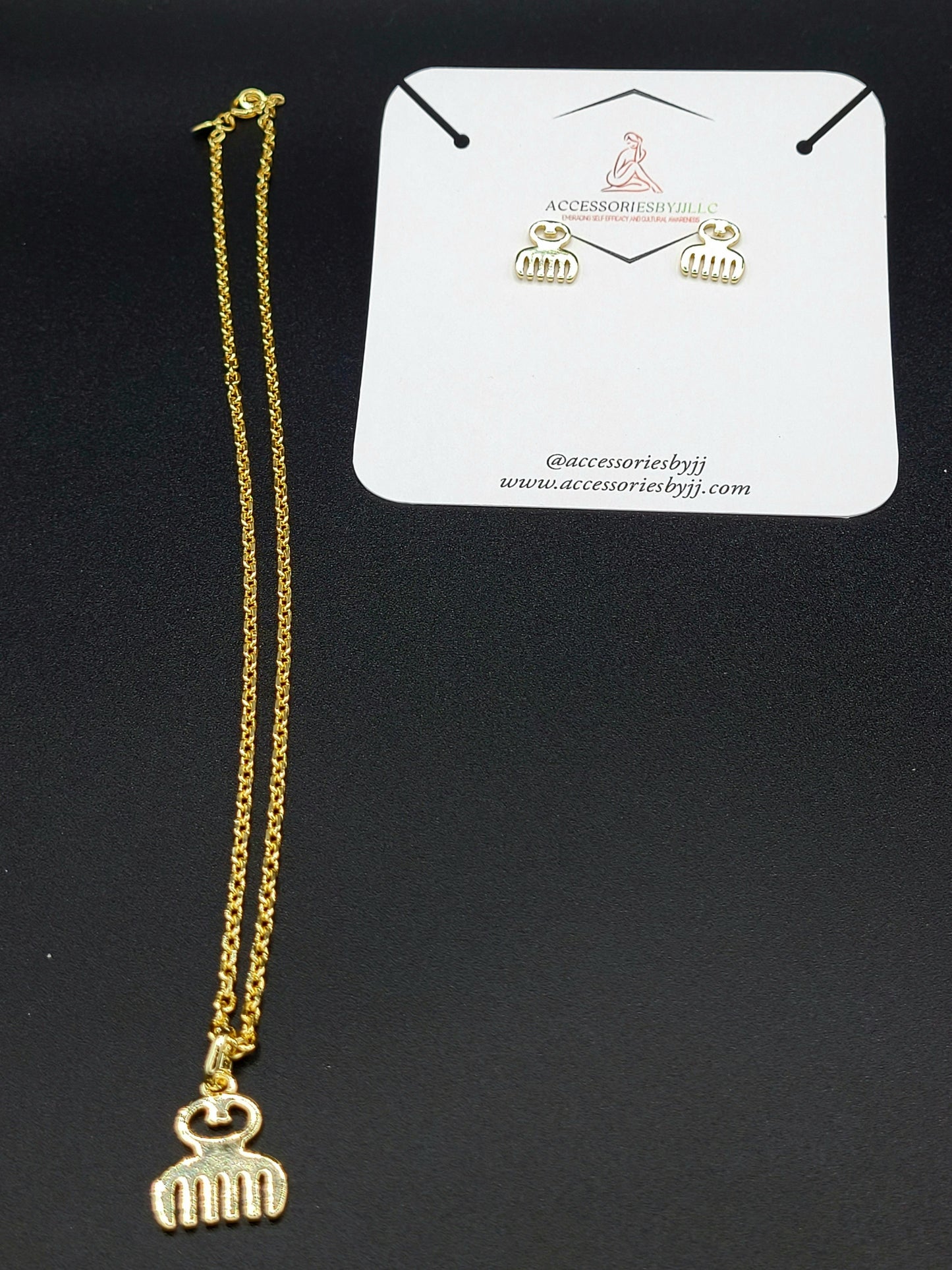 Adinkra Duafe Necklace & Earring Set