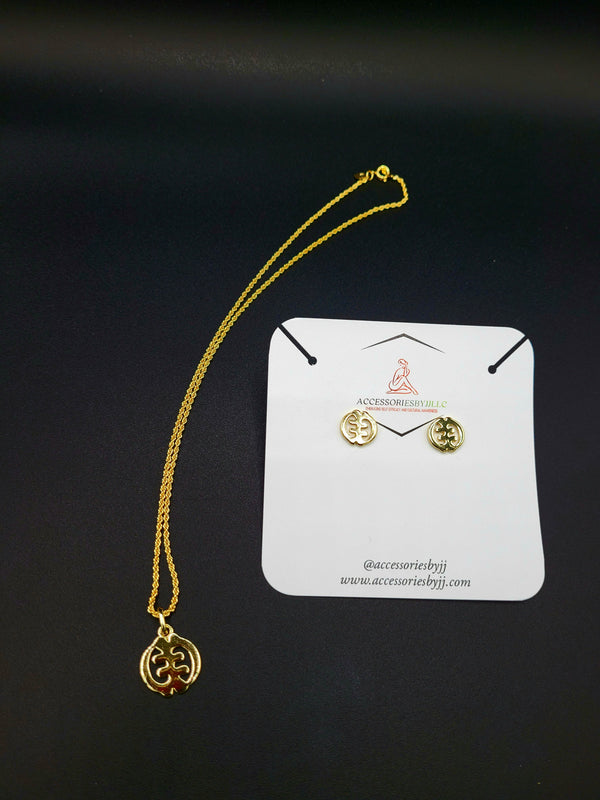 Adinkra Gye Nyame Necklace & Earring Set