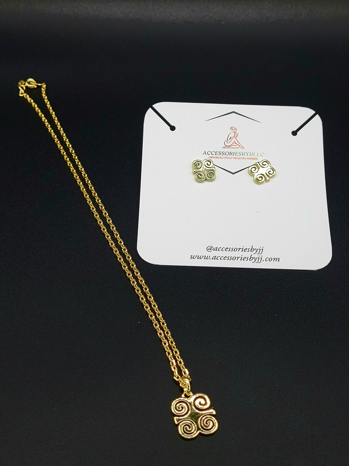 Adinkra Dwennimmen Necklace & Earring Set