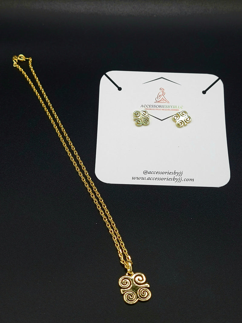 Adinkra Dwennimmen Necklace & Earring Set