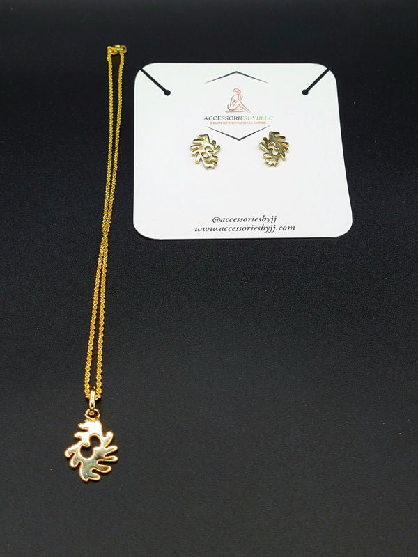 Adinkra Bi Nka Bi Necklace & Earring Set