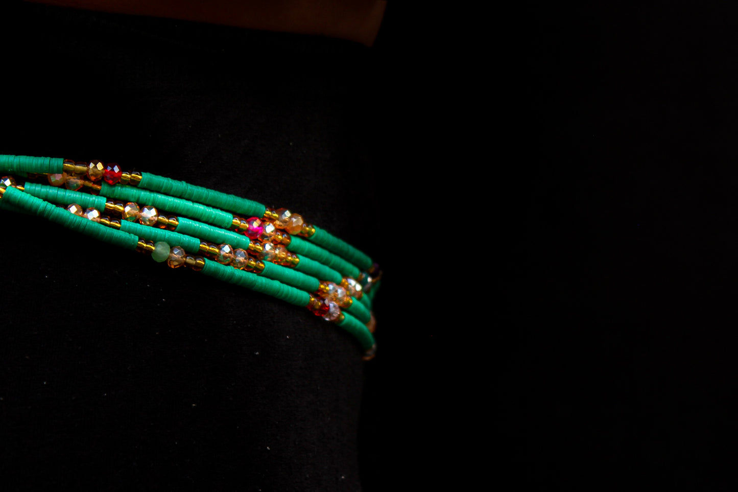 Golden Pink/Green Party Waist Beads